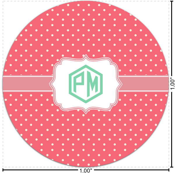 Custom Pink & Orange Chevron Multipurpose Round Labels - 1" (Personalized)