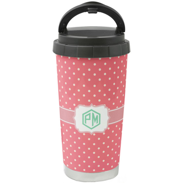 Custom Pink & Orange Chevron Stainless Steel Coffee Tumbler (Personalized)