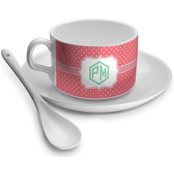 Custom Pink & Orange Chevron Tea Cup (Personalized)