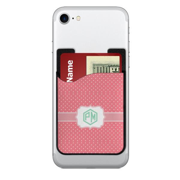 Custom Pink & Orange Chevron 2-in-1 Cell Phone Credit Card Holder & Screen Cleaner (Personalized)