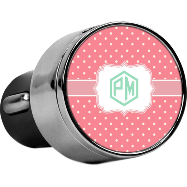Custom Pink & Orange Chevron USB Car Charger (Personalized)