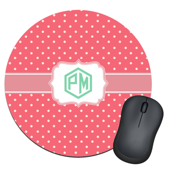 Custom Pink & Orange Chevron Round Mouse Pad (Personalized)