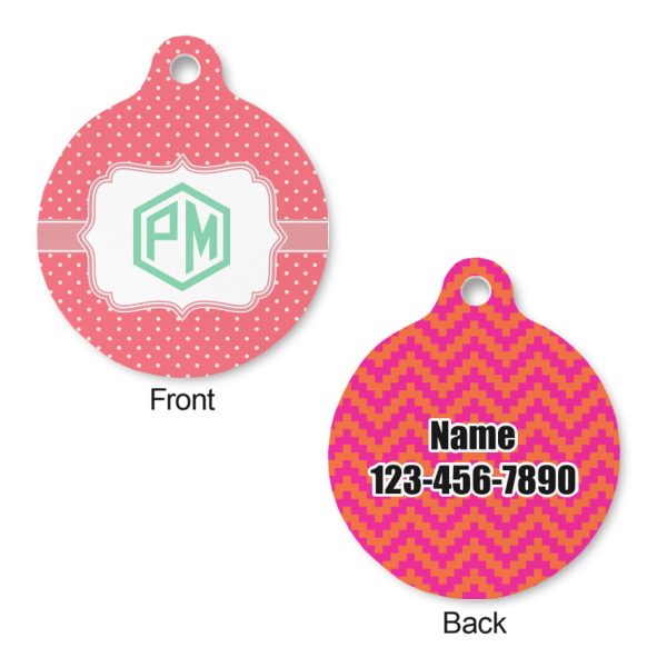 Custom Design - Round Pet ID Tag - Small - Front & Back View