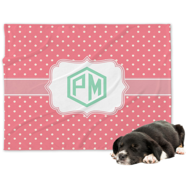 Custom Pink & Orange Chevron Dog Blanket - Large (Personalized)