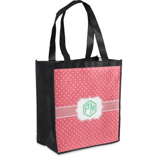 Custom Pink & Orange Chevron Grocery Bag (Personalized)