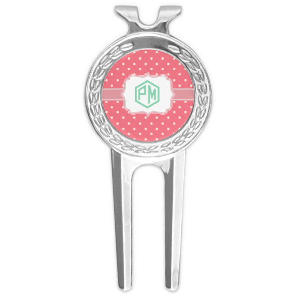 Custom Pink & Orange Chevron Golf Divot Tool & Ball Marker (Personalized)