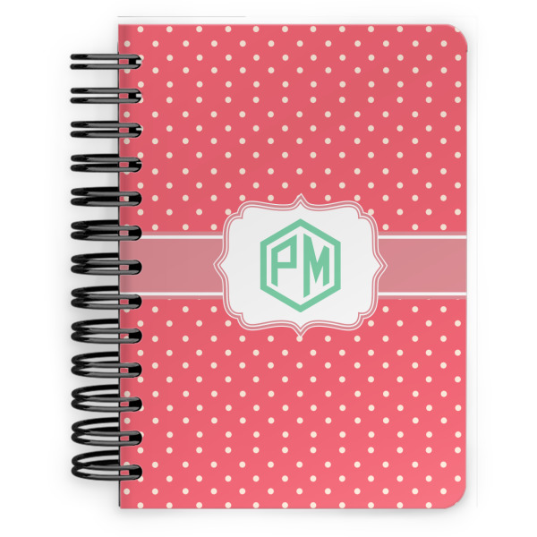 Custom Pink & Orange Chevron Spiral Notebook - 5x7 w/ Monogram