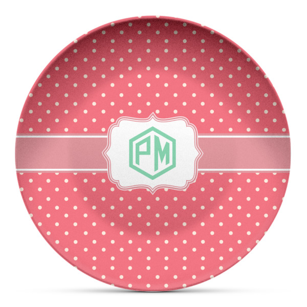 Custom Pink & Orange Chevron Microwave Safe Plastic Plate - Composite Polymer (Personalized)