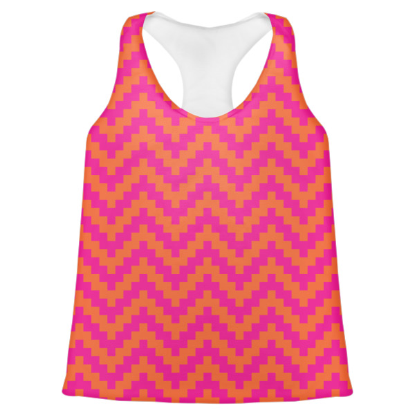 Custom Pink & Orange Chevron Womens Racerback Tank Top