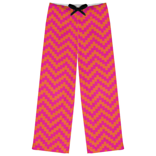 Custom Pink & Orange Chevron Womens Pajama Pants