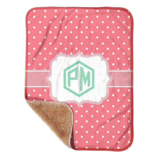 Custom Pink & Orange Chevron Sherpa Baby Blanket - 30" x 40" w/ Monograms