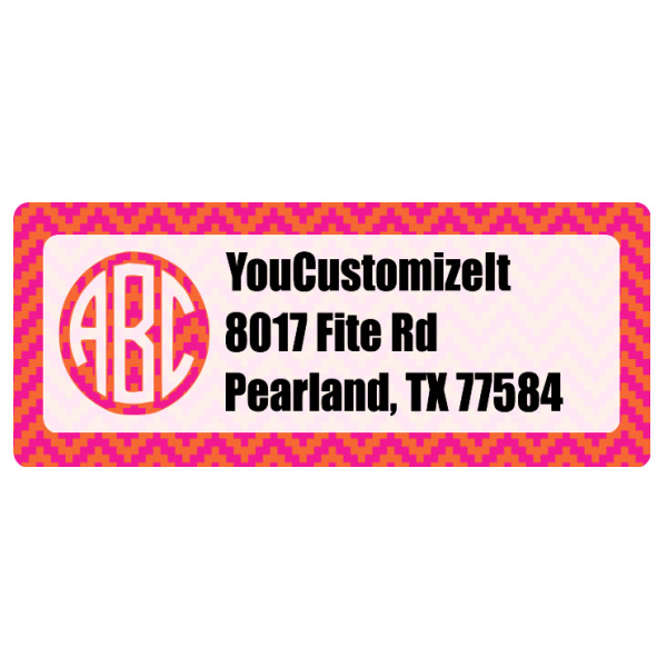 Custom Pink & Orange Chevron Return Address Labels (Personalized)