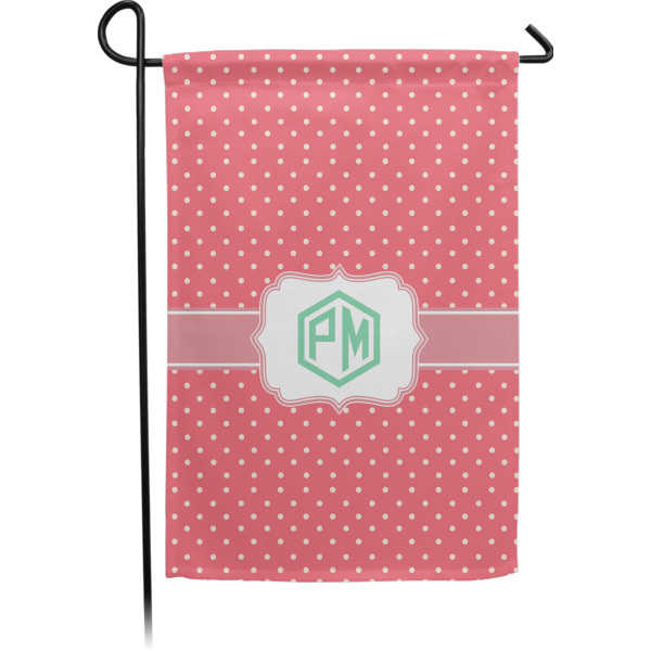 Custom Pink & Orange Chevron Small Garden Flag - Double Sided w/ Monograms