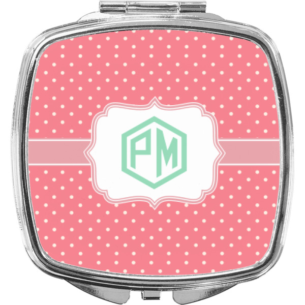 Custom Pink & Orange Chevron Compact Makeup Mirror (Personalized)