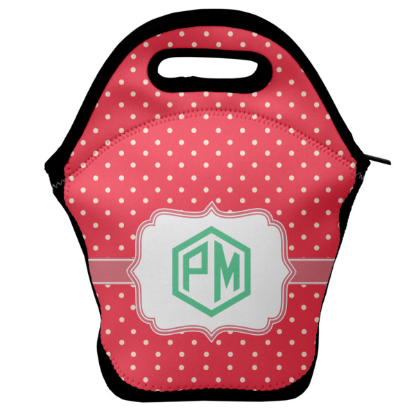 Custom Pink & Orange Chevron Lunch Bag w/ Monogram