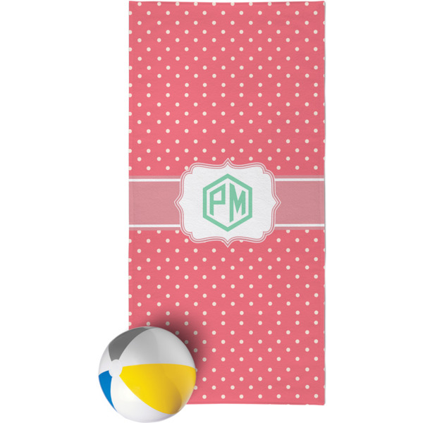 Custom Pink & Orange Chevron Beach Towel (Personalized)