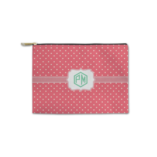 Custom Pink & Orange Chevron Zipper Pouch - Small - 8.5"x6" (Personalized)