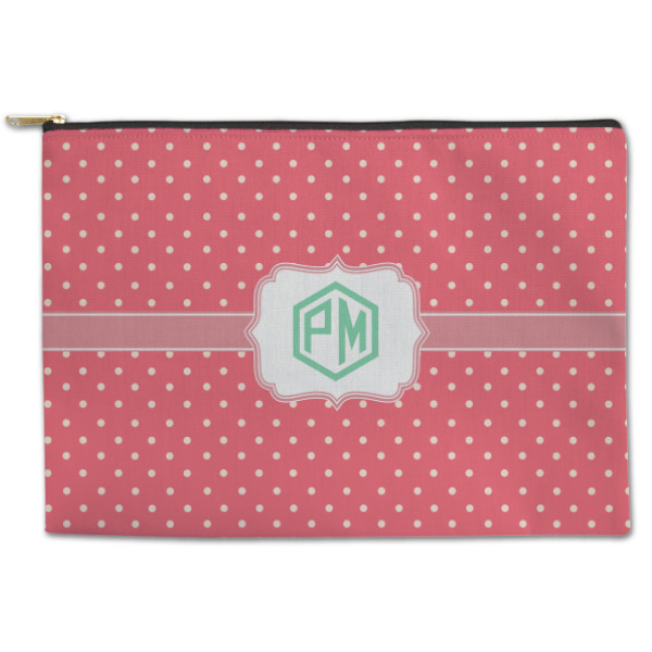 Custom Pink & Orange Chevron Zipper Pouch (Personalized)