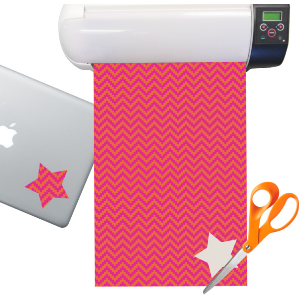 Custom Pink & Orange Chevron Sticker Vinyl Sheet (Permanent)