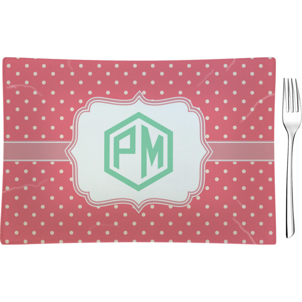 Custom Pink & Orange Chevron Rectangular Glass Appetizer / Dessert Plate - Single or Set (Personalized)