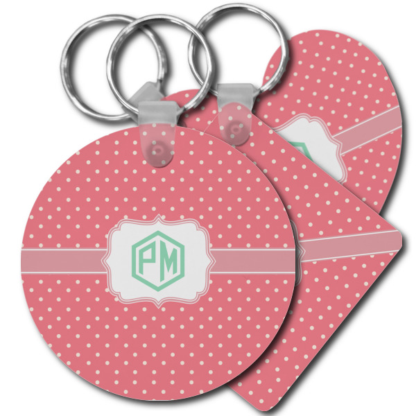 Custom Pink & Orange Chevron Plastic Keychain (Personalized)