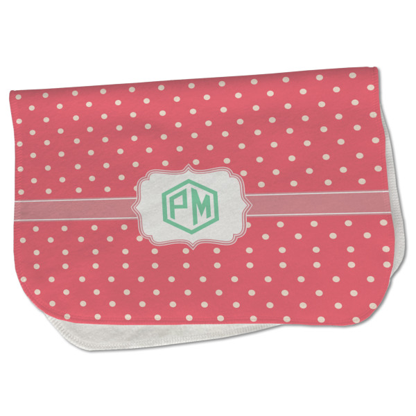 Custom Pink & Orange Chevron Burp Cloth - Fleece w/ Monogram