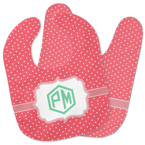 Custom Pink & Orange Chevron Baby Bib w/ Monogram