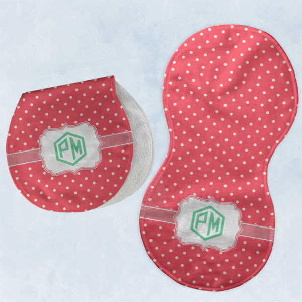 Custom Design - Two Peanut Shaped Burps - Open and Folded