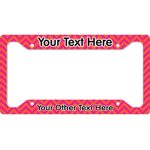 Custom Pink & Orange Chevron License Plate Frame (Personalized)