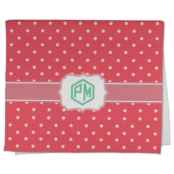 Custom Pink & Orange Chevron Kitchen Towel - Poly Cotton w/ Monograms