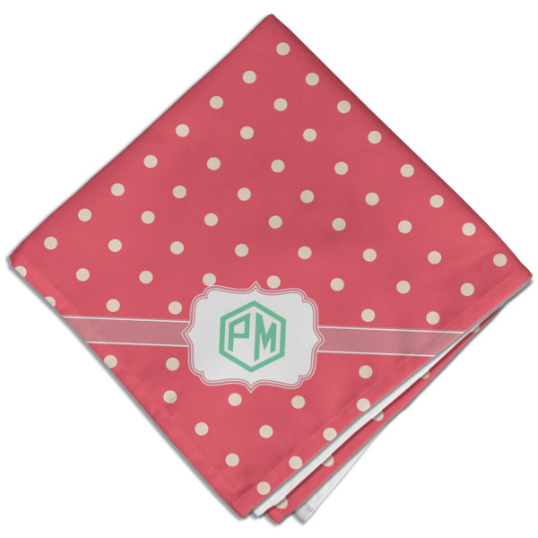 Custom Pink & Orange Chevron Cloth Dinner Napkin - Single w/ Monogram