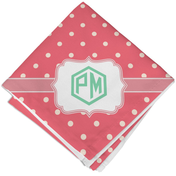 Custom Pink & Orange Chevron Cloth Napkin w/ Monogram