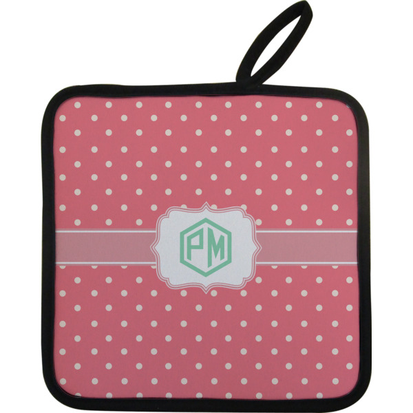 Custom Pink & Orange Chevron Pot Holder w/ Monogram
