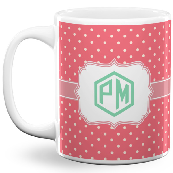 Custom Pink & Orange Chevron 11 Oz Coffee Mug - White (Personalized)
