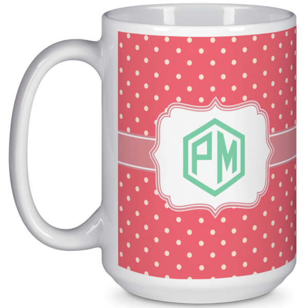 Custom Pink & Orange Chevron 15 Oz Coffee Mug - White (Personalized)