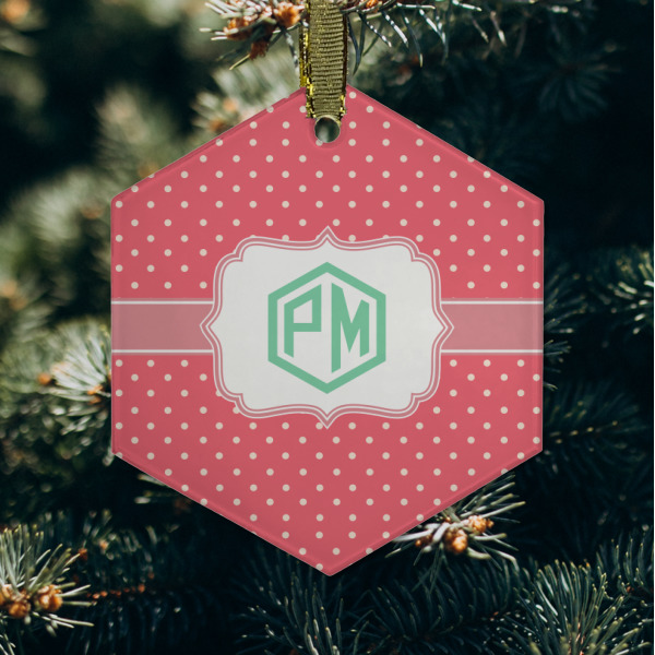 Custom Design - Frosted Glass Ornament - Hexagon (Lifestyle)