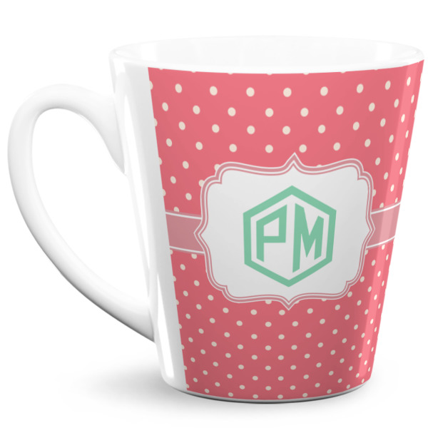 Custom Pink & Orange Chevron 12 Oz Latte Mug (Personalized)