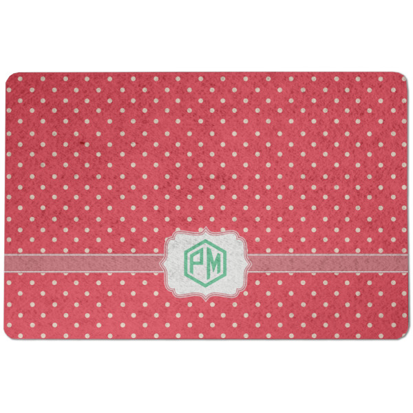 Custom Pink & Orange Chevron Dog Food Mat w/ Monogram