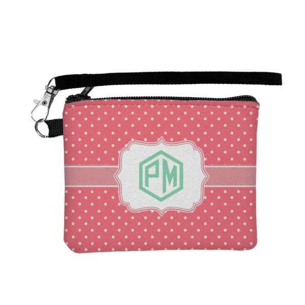 Custom Pink & Orange Chevron Wristlet ID Case w/ Monogram