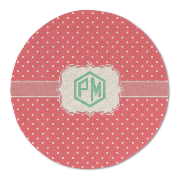 Custom Pink & Orange Chevron Round Linen Placemat (Personalized)