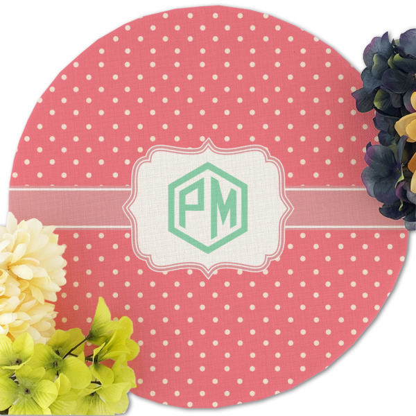 Custom Design - Round Linen Placemats - Front (w flowers)
