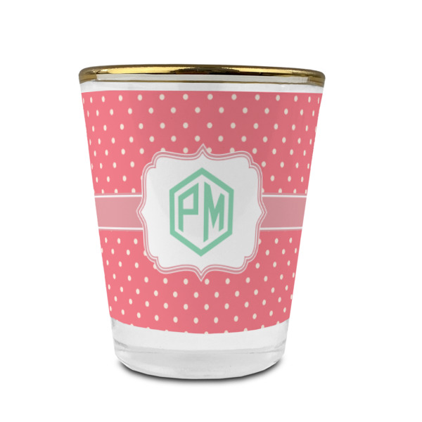 Custom Design - Glass Shot Glass - Gold Rim - Front