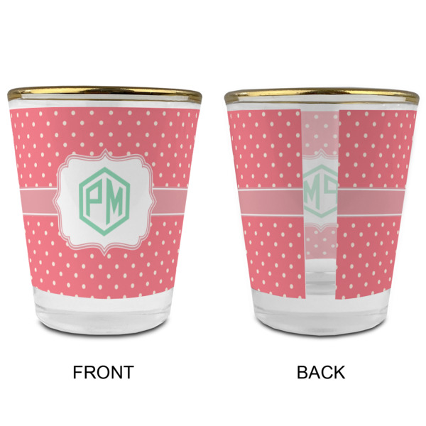 Custom Design - Glass Shot Glass - Gold Rim - Front & Back