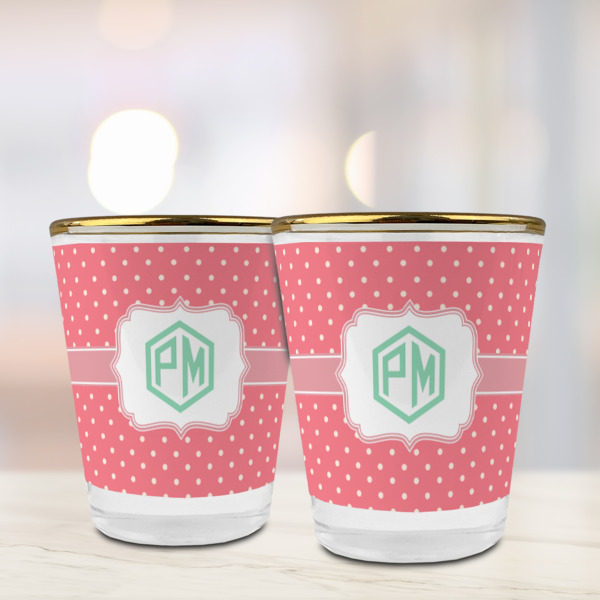 Custom Design - Glass Shot Glass - Gold Rim - Lifestyle