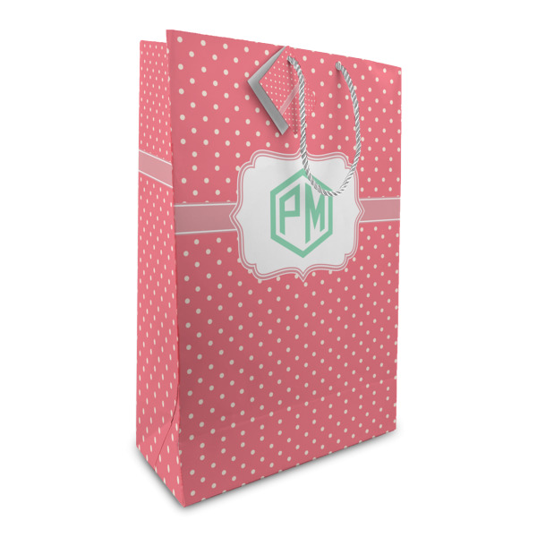 Custom Pink & Orange Chevron Large Gift Bag (Personalized)