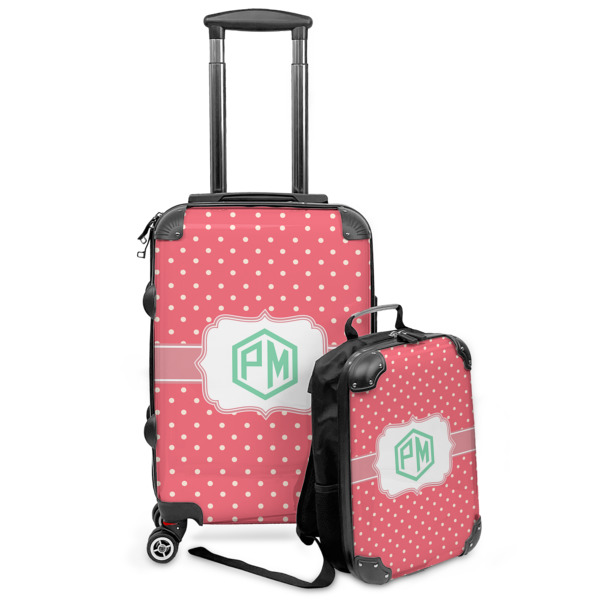 Custom Pink & Orange Chevron Kids 2-Piece Luggage Set - Suitcase & Backpack (Personalized)