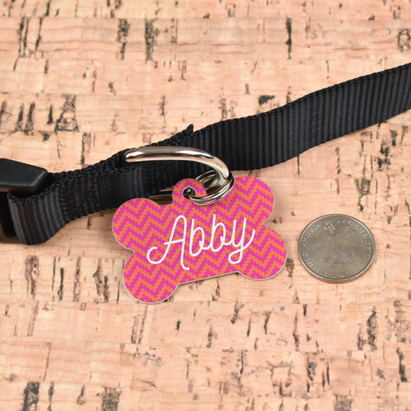 Custom Design - Bone Shaped Dog ID Tag - Large - In Context