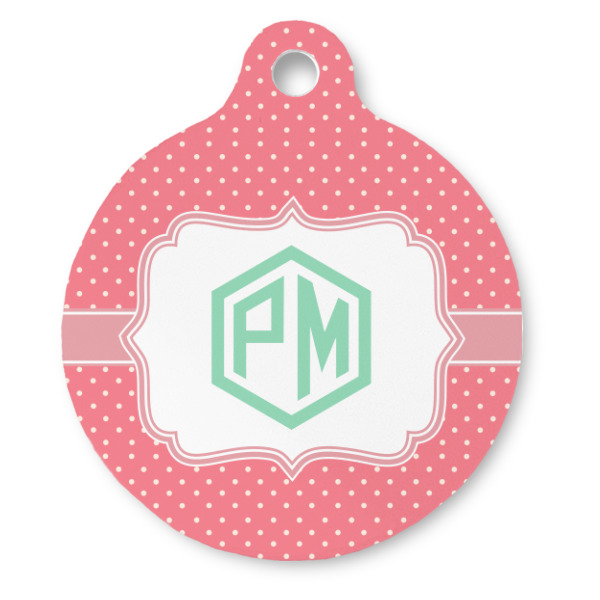 Custom Pink & Orange Chevron Round Pet ID Tag (Personalized)