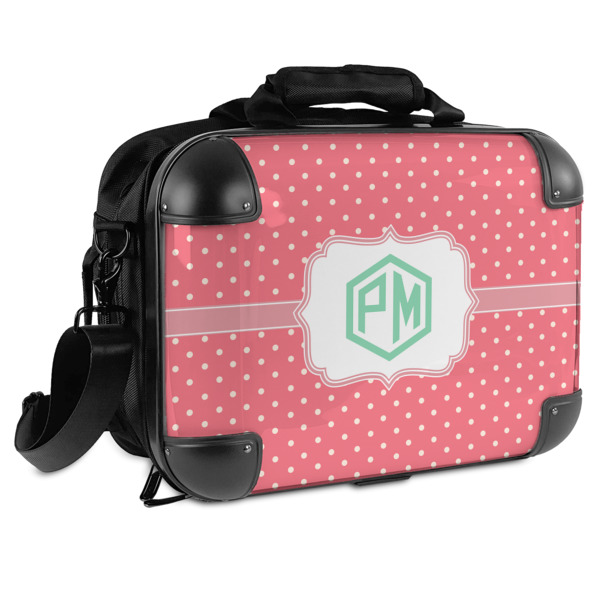 Custom Pink & Orange Chevron Hard Shell Briefcase (Personalized)