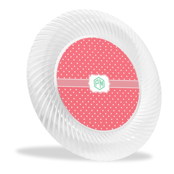 Custom Pink & Orange Chevron Plastic Party Dinner Plates - 10" (Personalized)